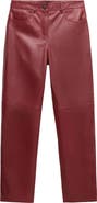 MANGO Straight Leg Leather Pants