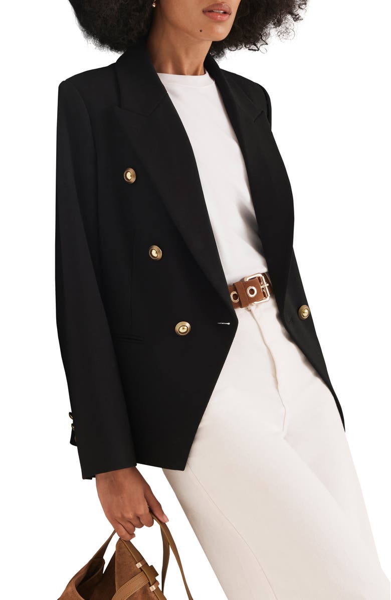 MINT VELVET Double Breasted Blazer, Alternate, color, Black