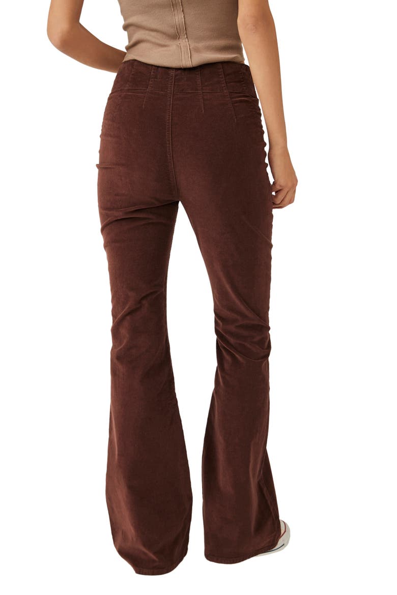 Jayde Seamed Corduroy Flare Pants, Alternate, color, FRENCH ROAST