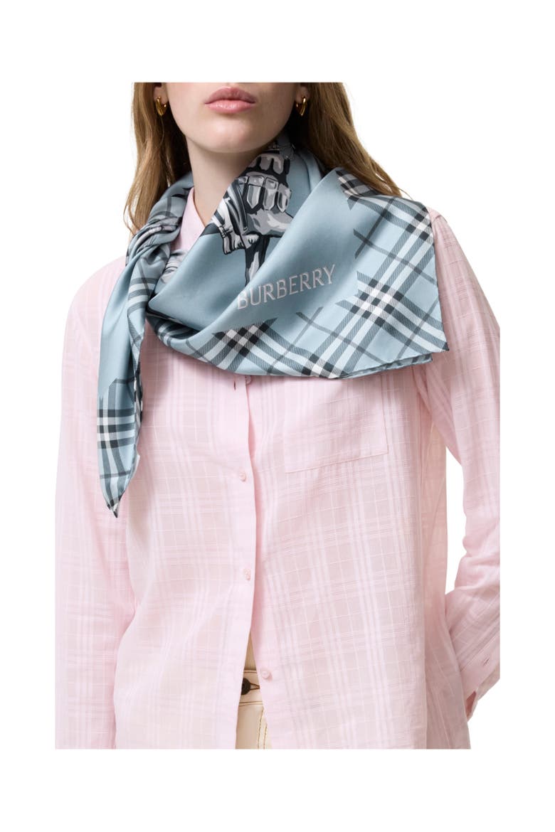 Archive Knight Silk Scarf, Alternate, color, Bank blue