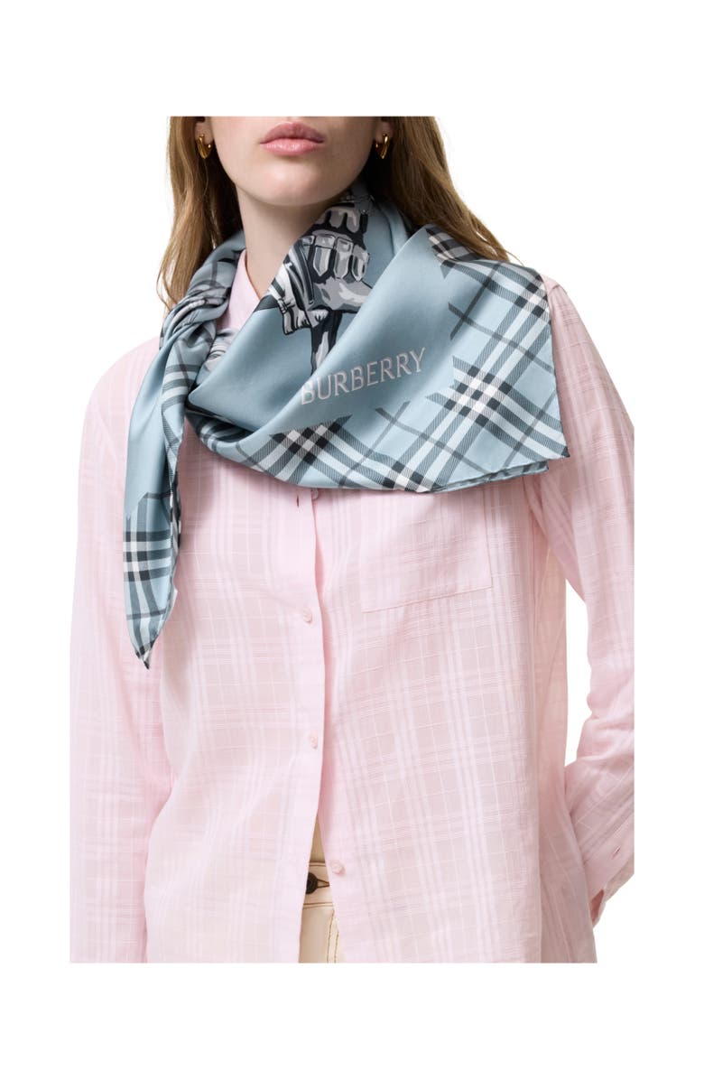 Burberry Archive Knight Silk Scarf, Alternate, color, Bank Blue