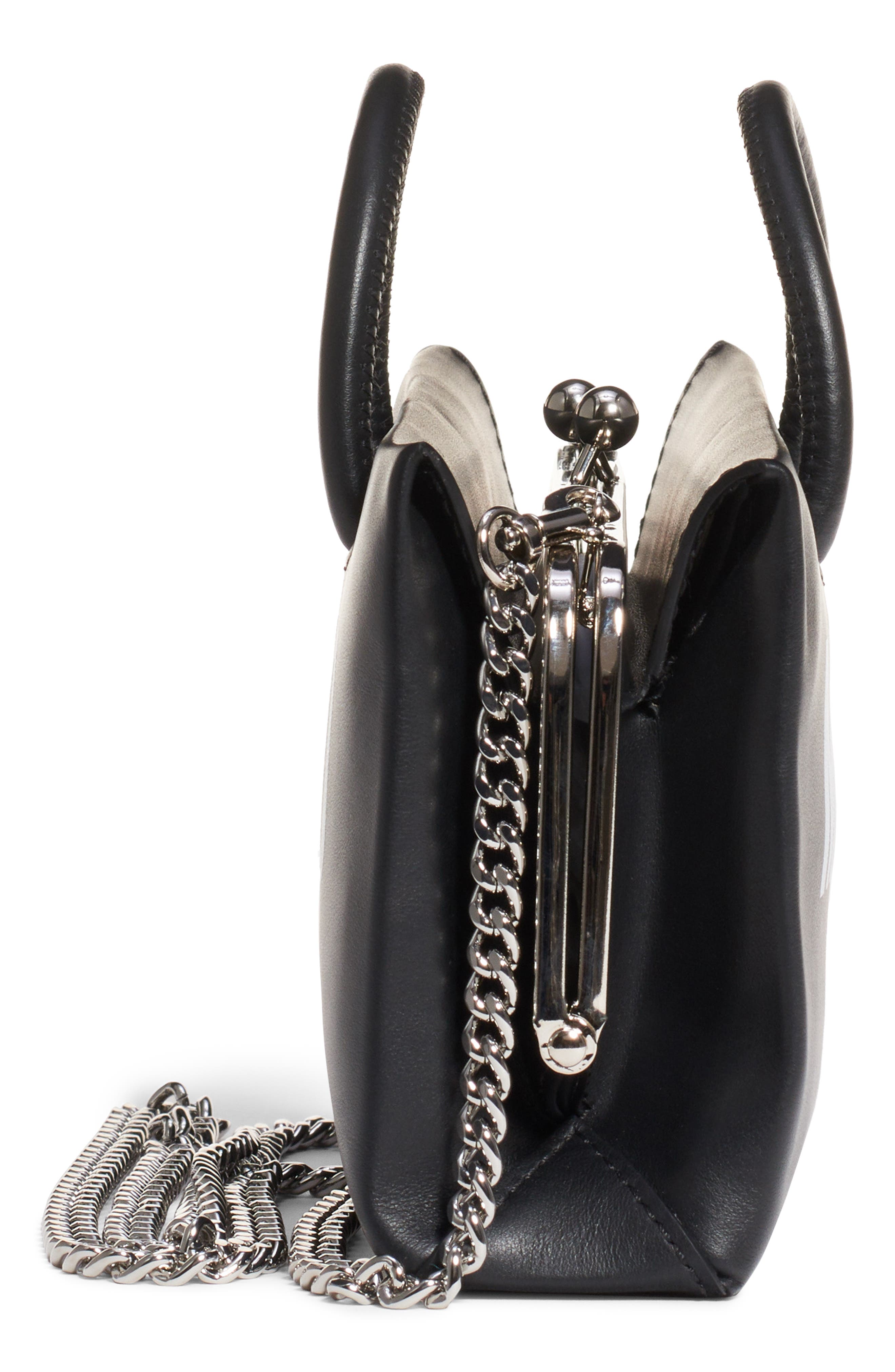 Moschino Small Calfskin Leather Shopper Clutch, Alternate, color, 