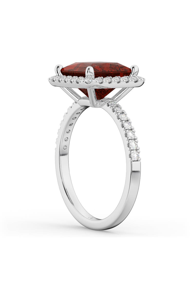 Princess Cut Halo Garnet & Diamond Engagement Ring 14K, Alternate, color, 3.47ct/White Gold