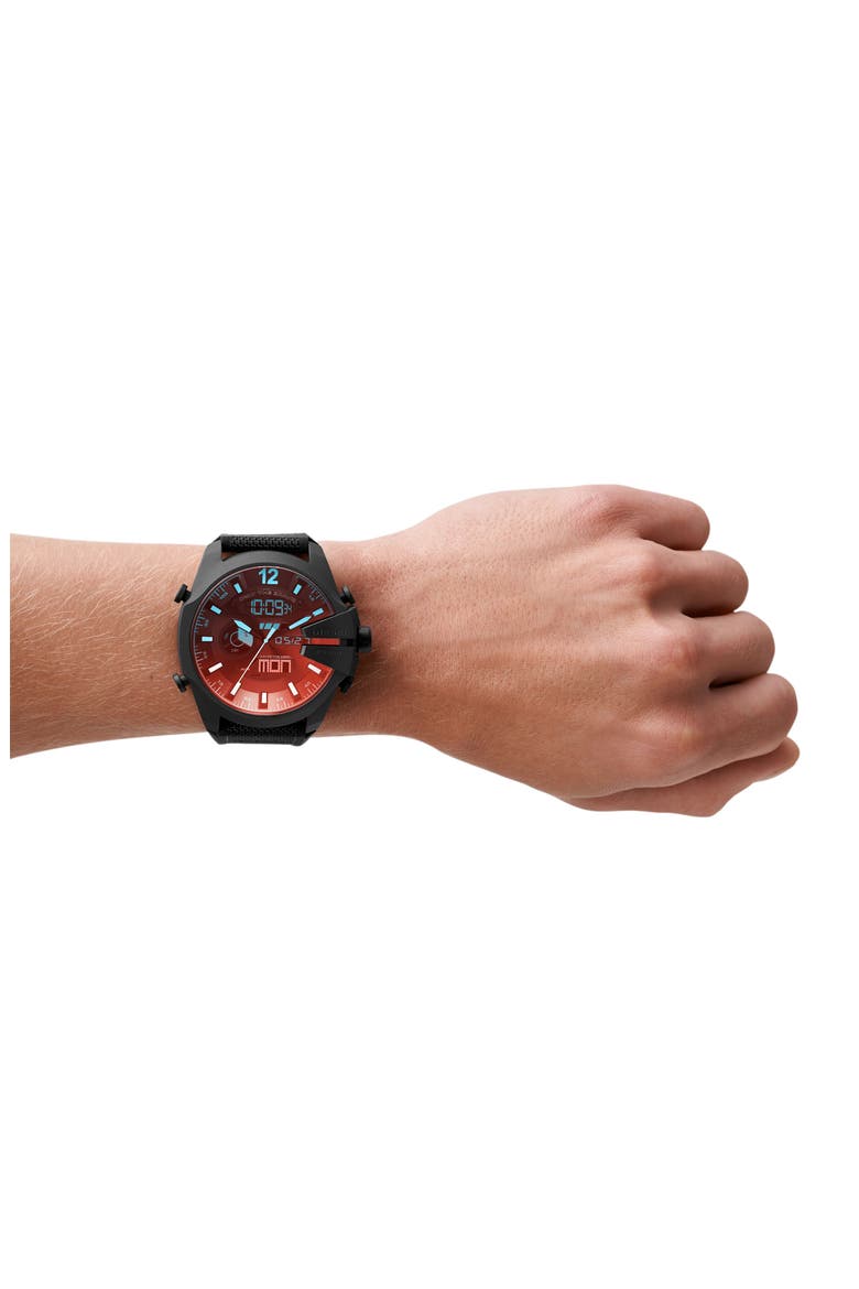 Mega Chief Nylon Strap Watch, 51mm, Alternate, color, BLACK