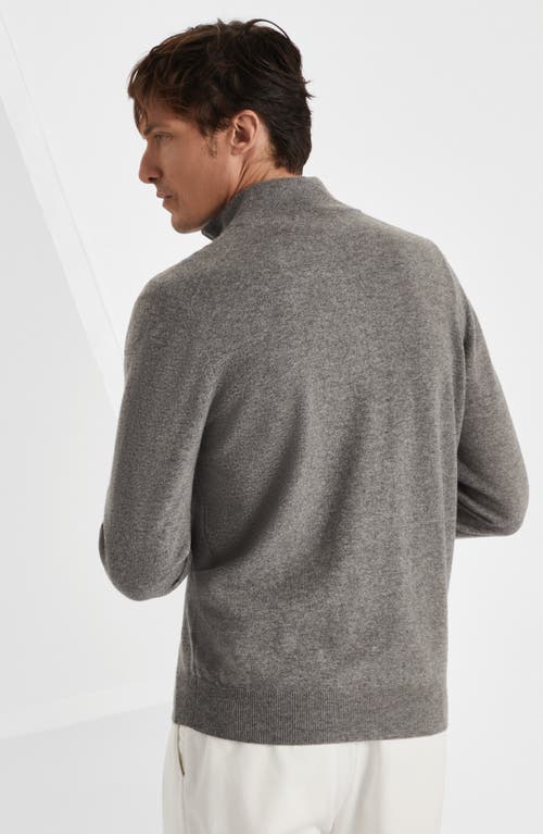 Brunello Cucinelli Cashmere Half-zip Sweater In Dark Grey