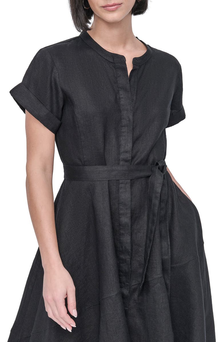 DKNY Asymmetric Linen Shirtdress, Alternate, color, 