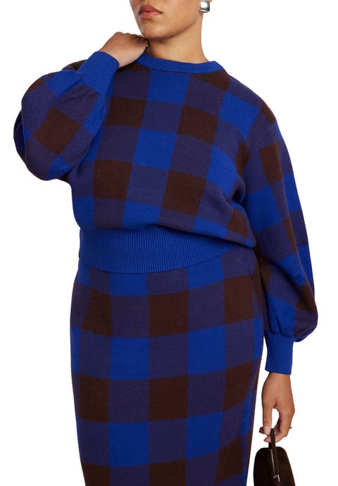 Intarsia Puff Sleeve Sweater (Plus Available)