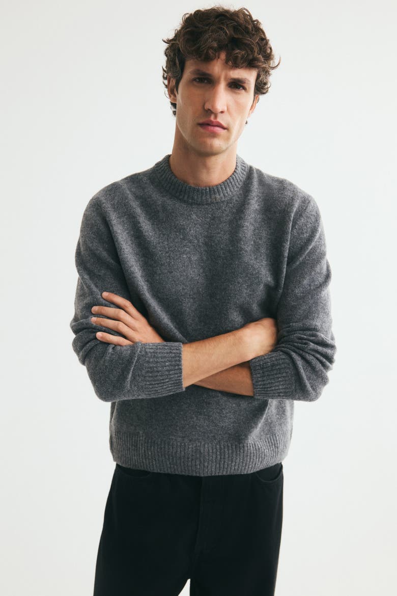 Regular-fit Brushed Sweater, Main, color, Dark gray melange