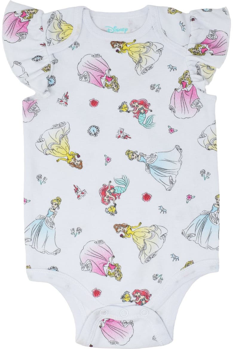 Princess 5-Pack Bodysuits, Alternate, color, Princess Pink Multi