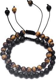 Adornia Men's Set of 2 Beaded Stretch Bracelets