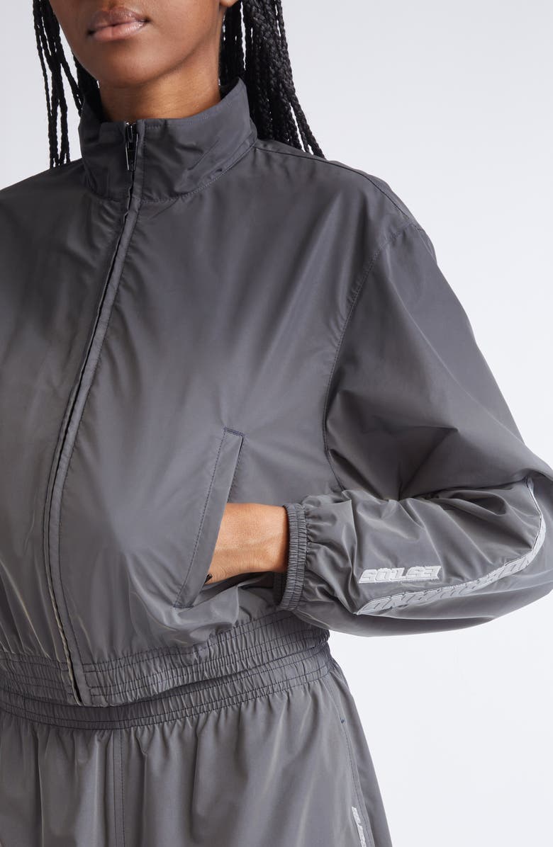 Alexander Wang Gradient Reflective Crop Track Jacket, Alternate, color, Silver/ Black