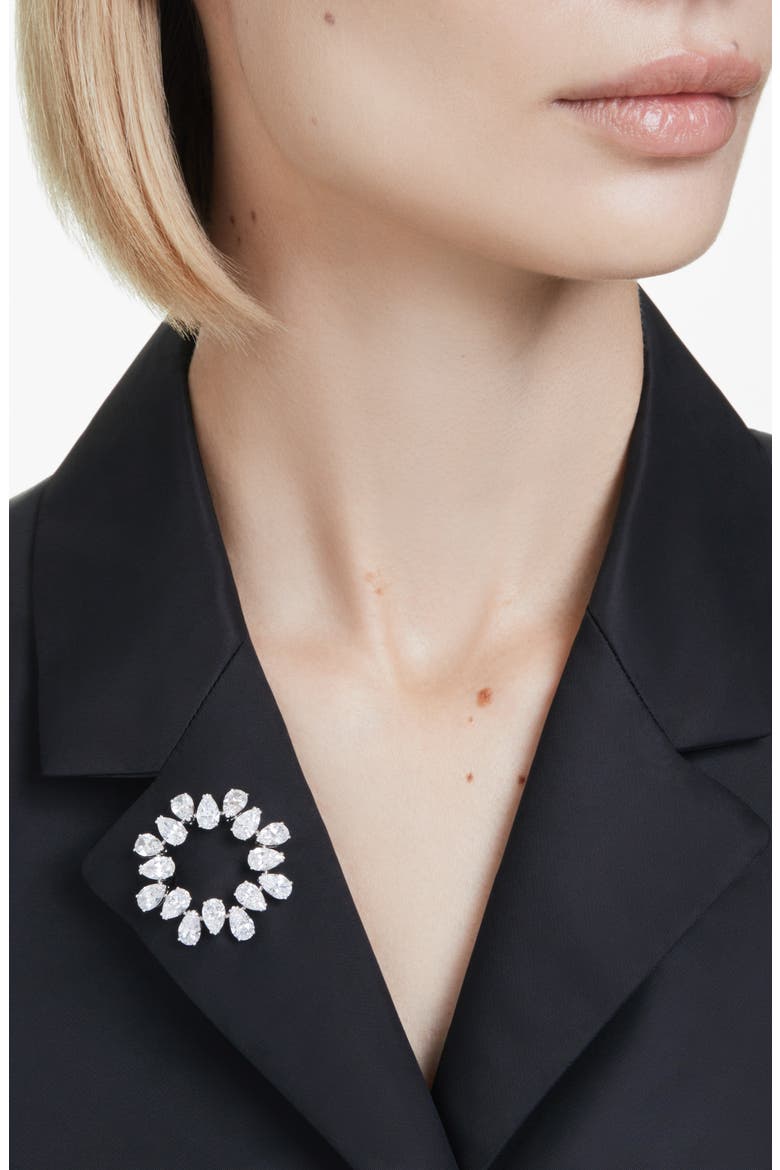 Matrix Pear-Cut Crystal Brooch, Alternate, color, WHITE