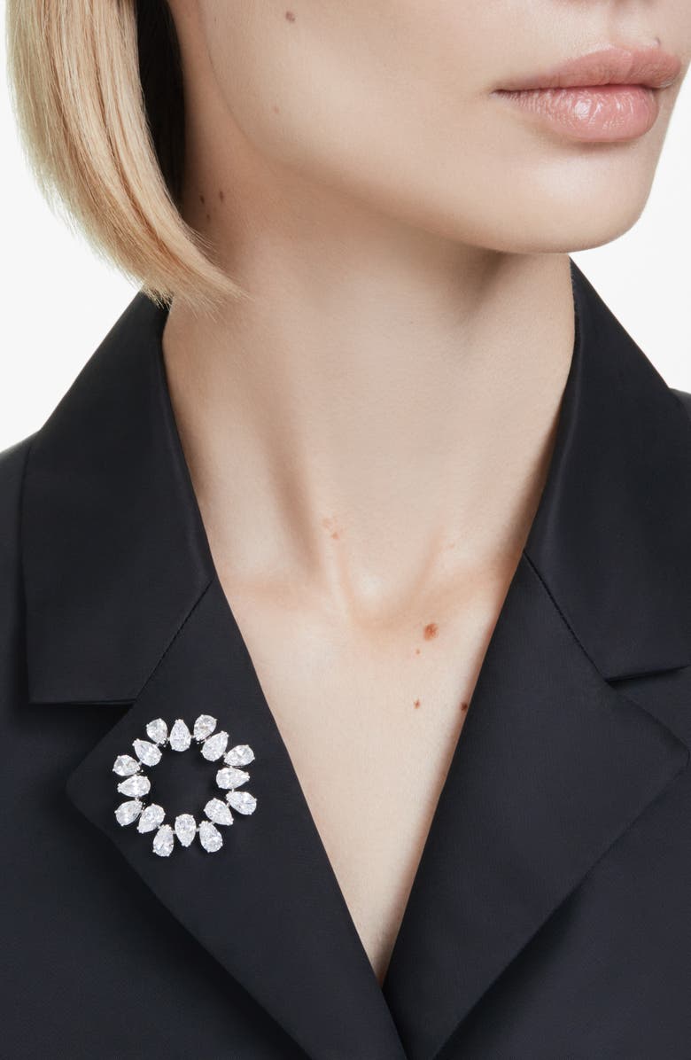 Swarovski Matrix Pear-Cut Crystal Brooch, Main, color, White