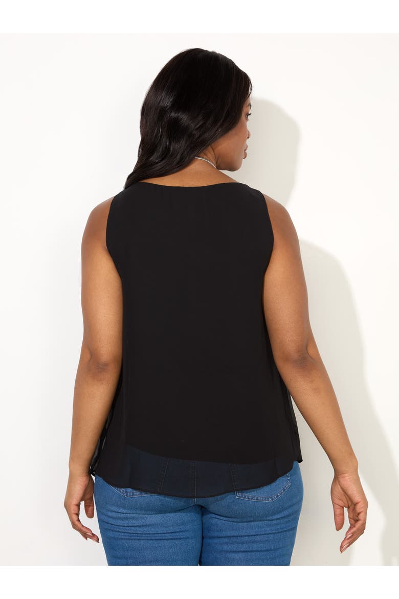 Chiffon V-Neck Swing Vest, Alternate, color, Black