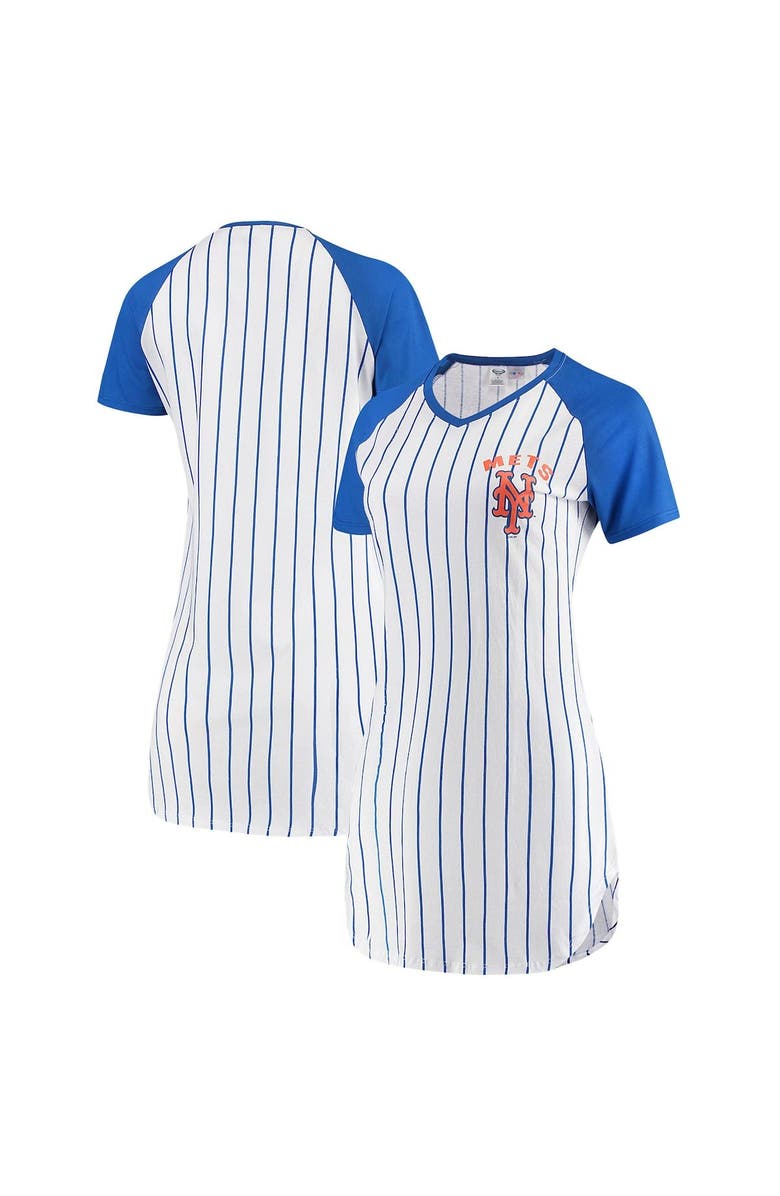 CONCEPTS SPORT Women's Concepts Sport White New York Mets Vigor Pinstripe Nightshirt, Alternate, color, 