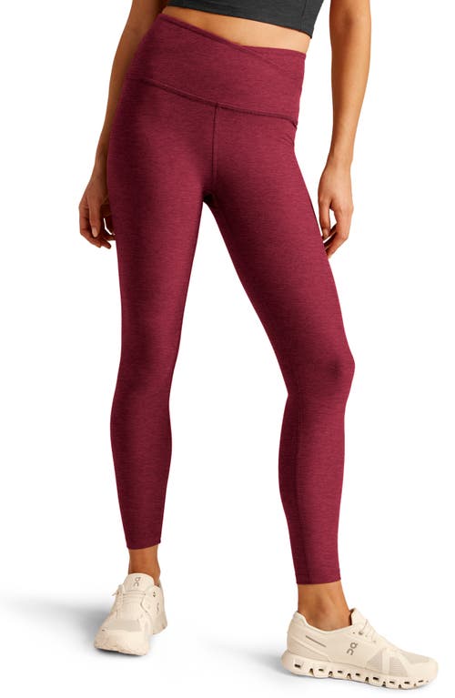 Beyond Yoga At Your Leisure Space Dye High Waist Midi Leggings in Bordeaux Heather 