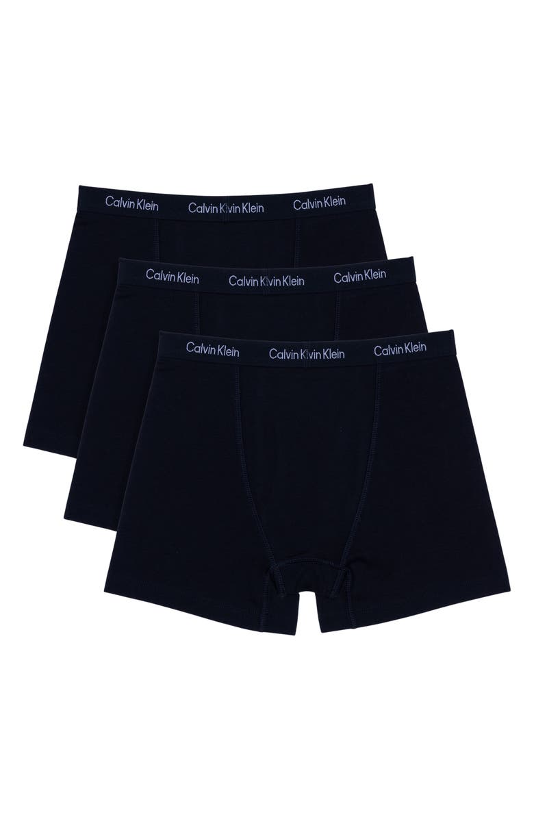 Calvin Klein Kids' Assorted 3-Pack Stretch Cotton Boxer Briefs, Alternate, color, Black/ Black/ Black