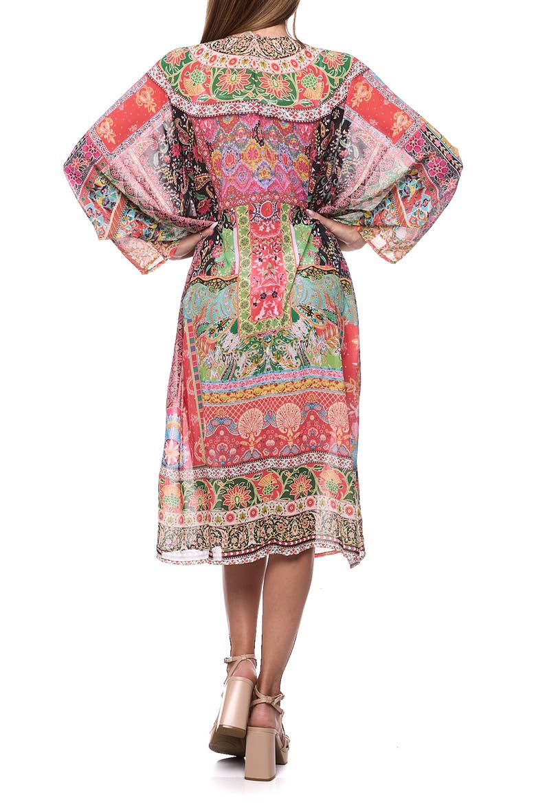 Tie Waist Longline Cover-Up Cape, Alternate, color, PINK