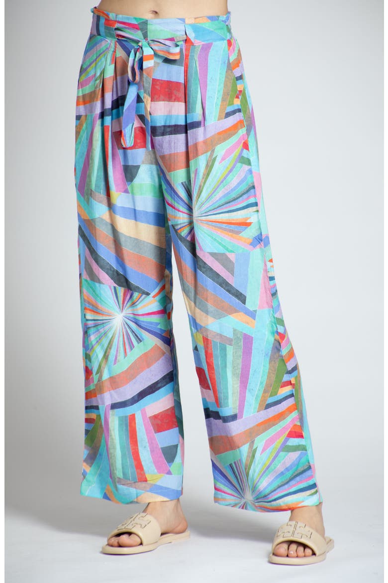Print Tie Waist Crop Wide Leg Pants, Main, color, BLUE MULTI