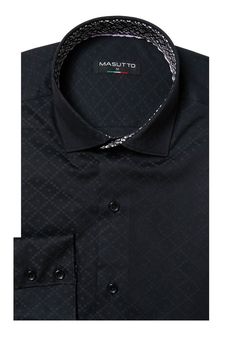 Willis Geometric Button-Up Long Sleeve Shirt, Main, color, Black