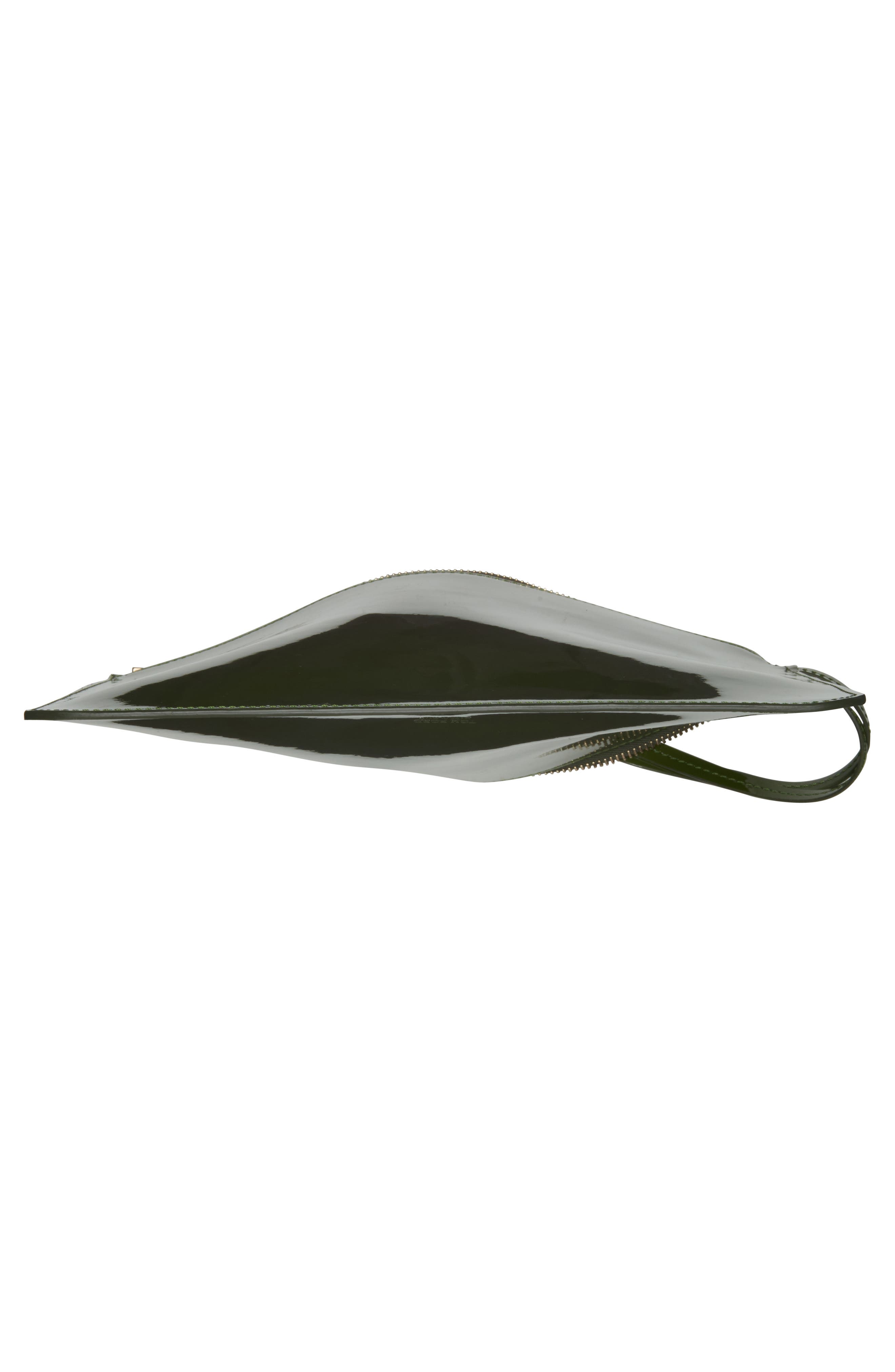 Zip Top Patent Leather Wristlet, Alternate, color, CHIVE