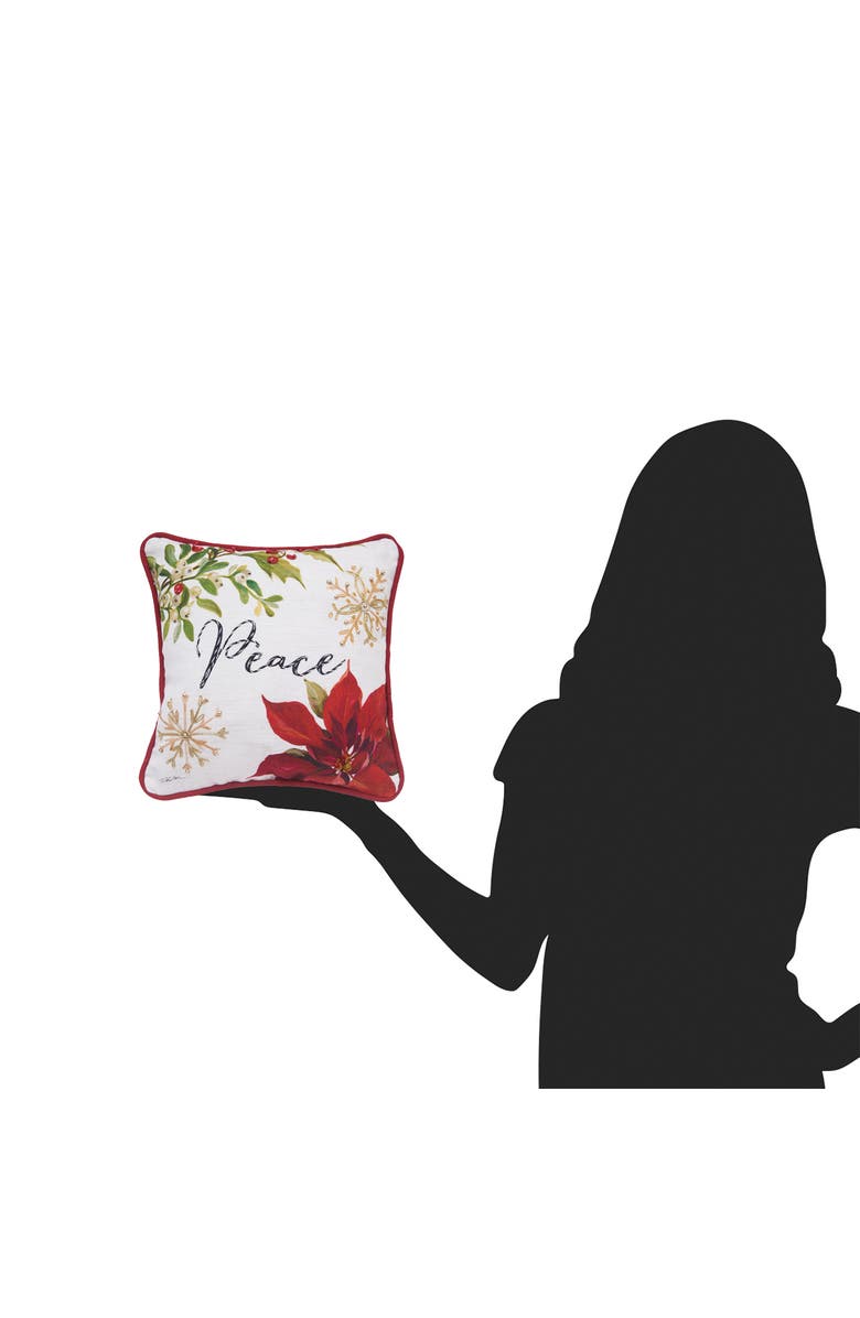 C&F Home Peace Poinsettia Small/Petite Christmas Accent Pillow, 10" x 10", Alternate, color, Green