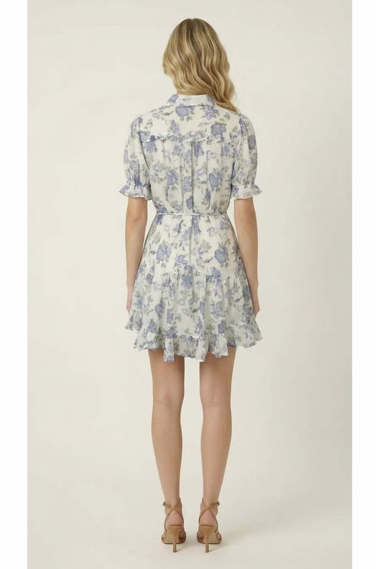 Floral Tie Waist Shirt Dress, Alternate, color, White / Floral