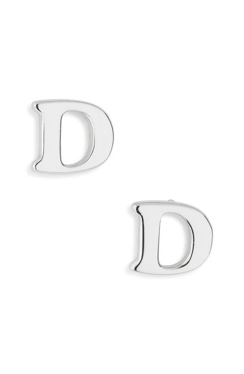 Block Letter Initial Stud Earrings