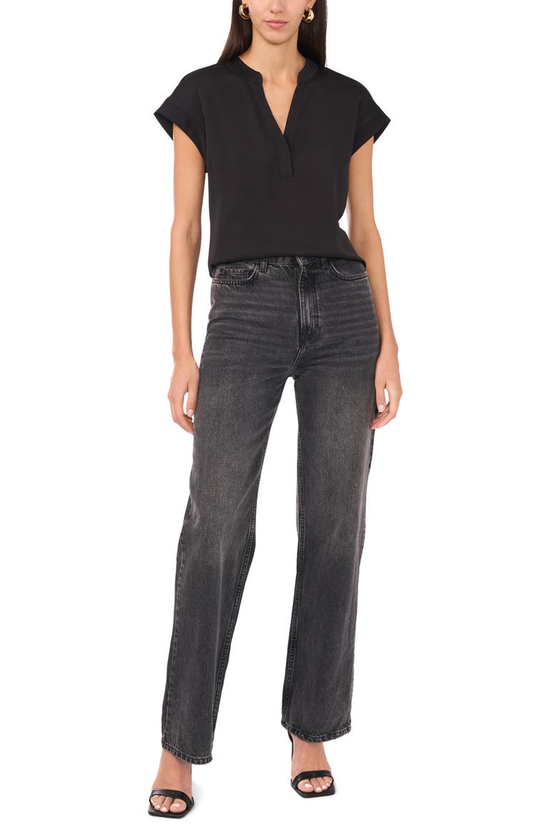 Trapunto Collar Top, Alternate, color, RICH BLACK