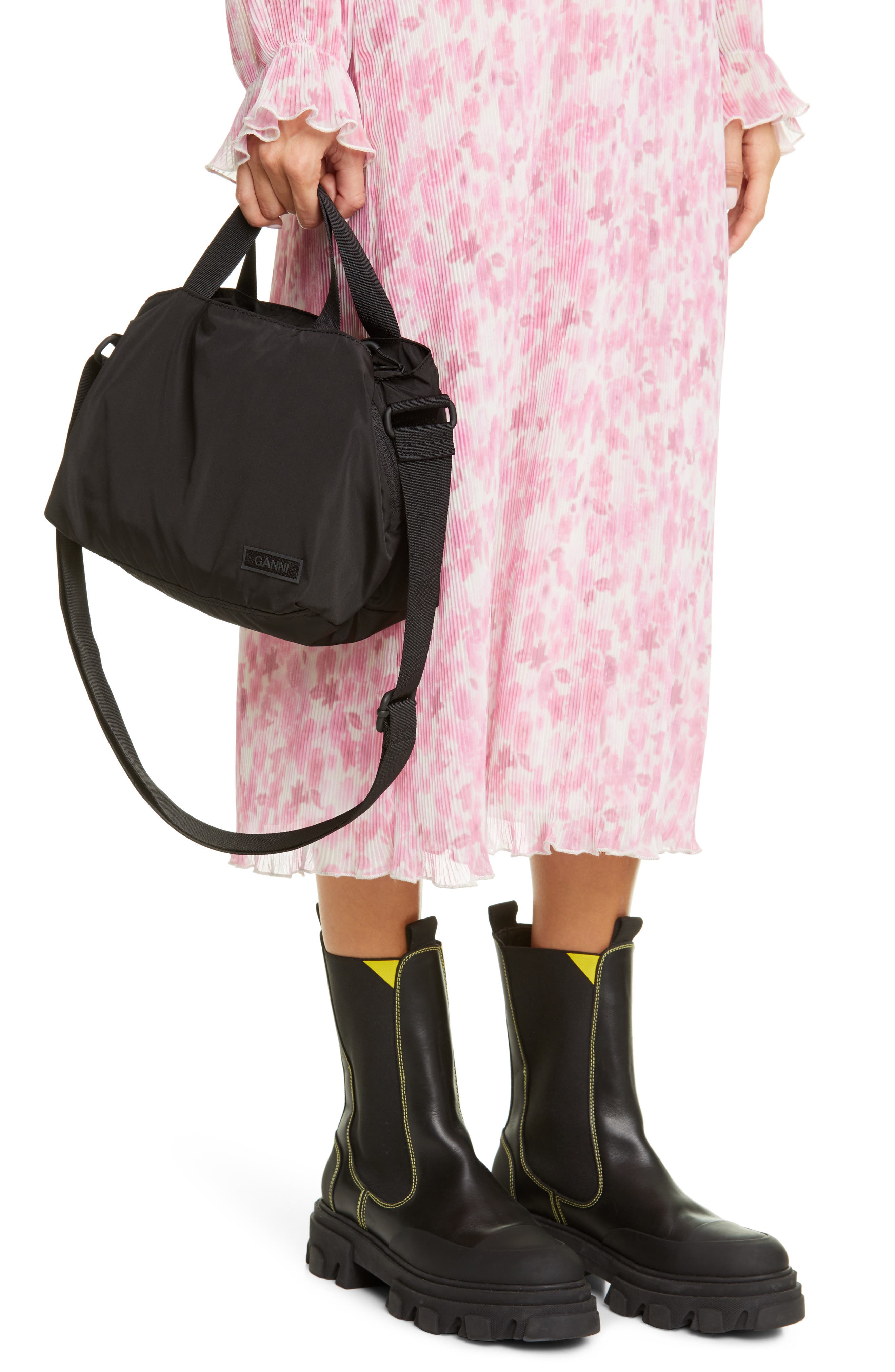 Ganni Tech Fabric Crossbody Bag, Alternate, color, 