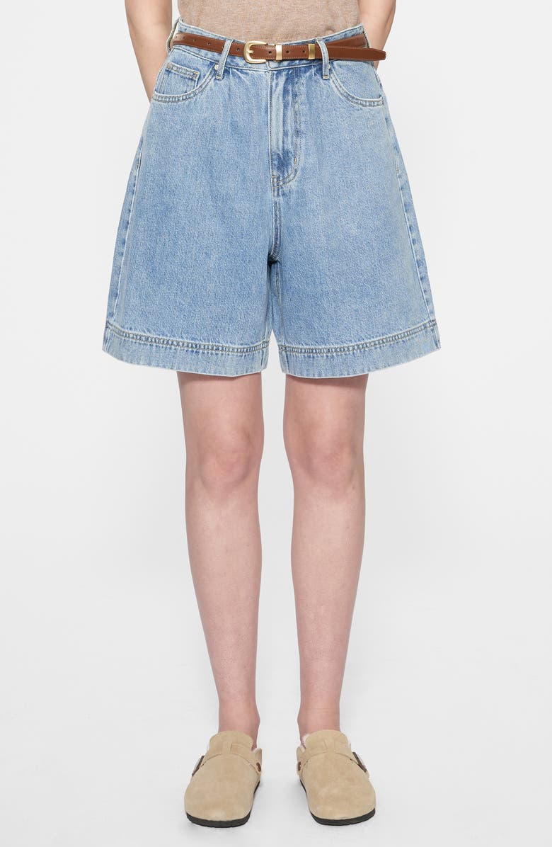 Bayeas High Waist Denim Bermuda Shorts, Main, color, Aurora