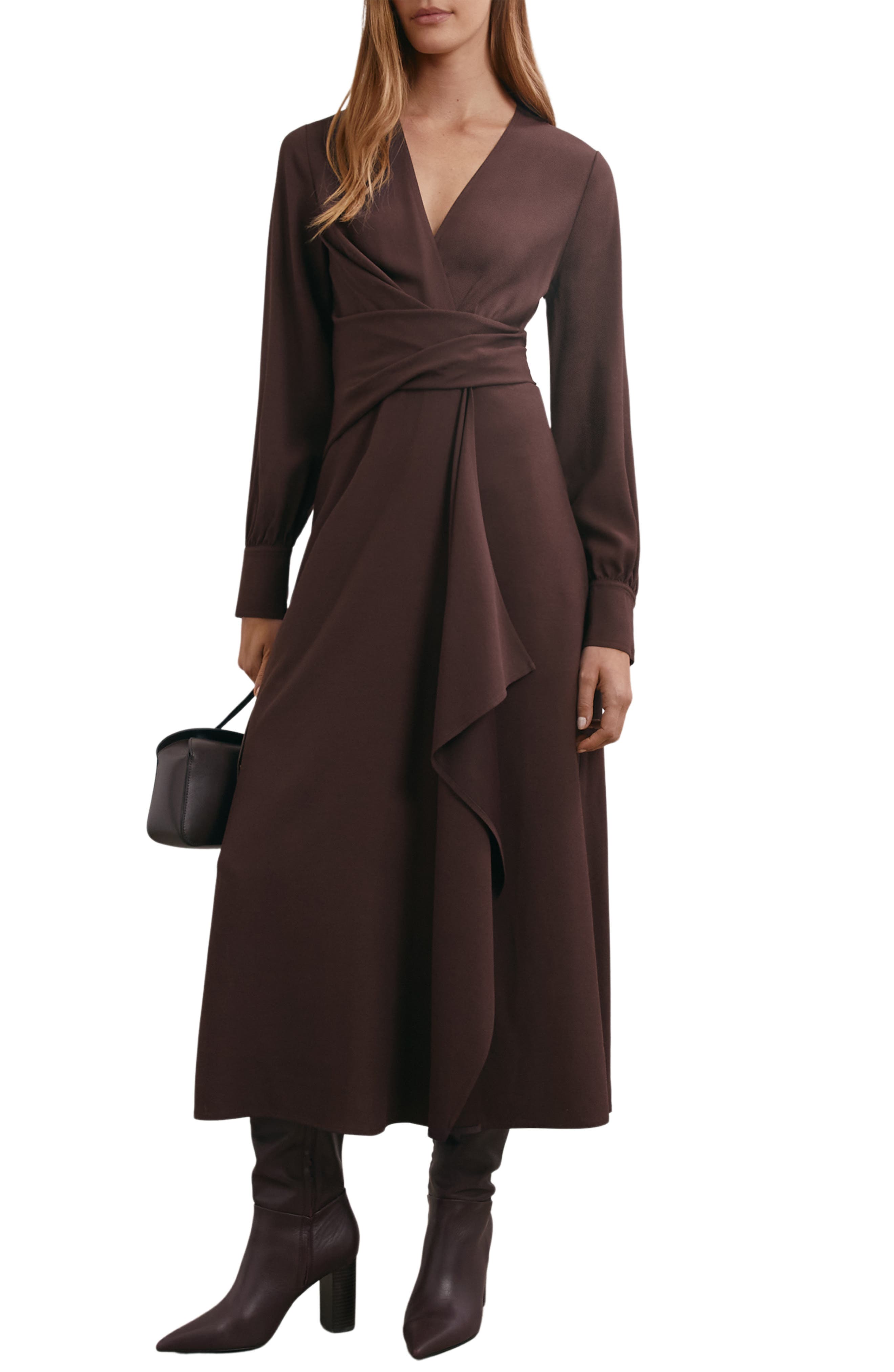 Mira Drape Detail Long Sleeve Dress (Women) | Nordstrom