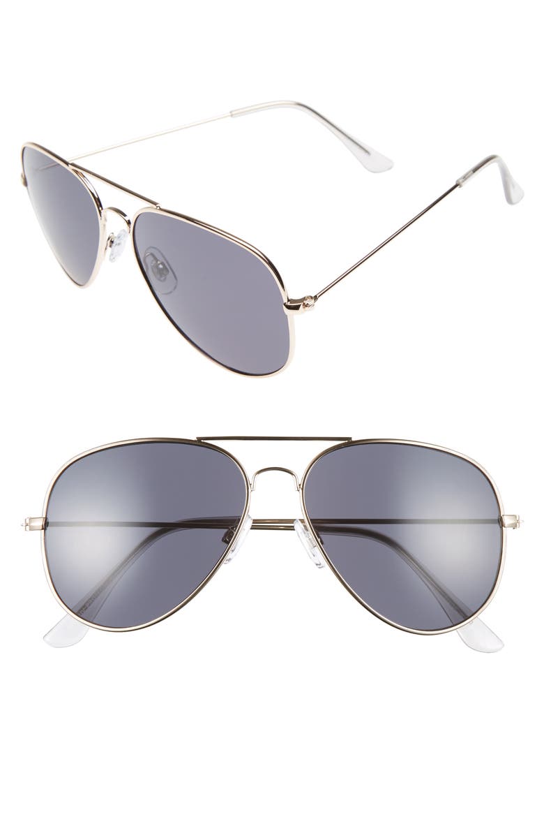Mirrored Aviator 57mm Sunglasses, Main, color, GOLD/ BLACK