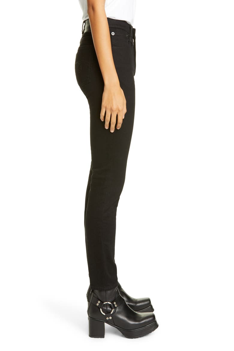High Waist Skinny Jeans, Alternate, color, RINSED BLACK