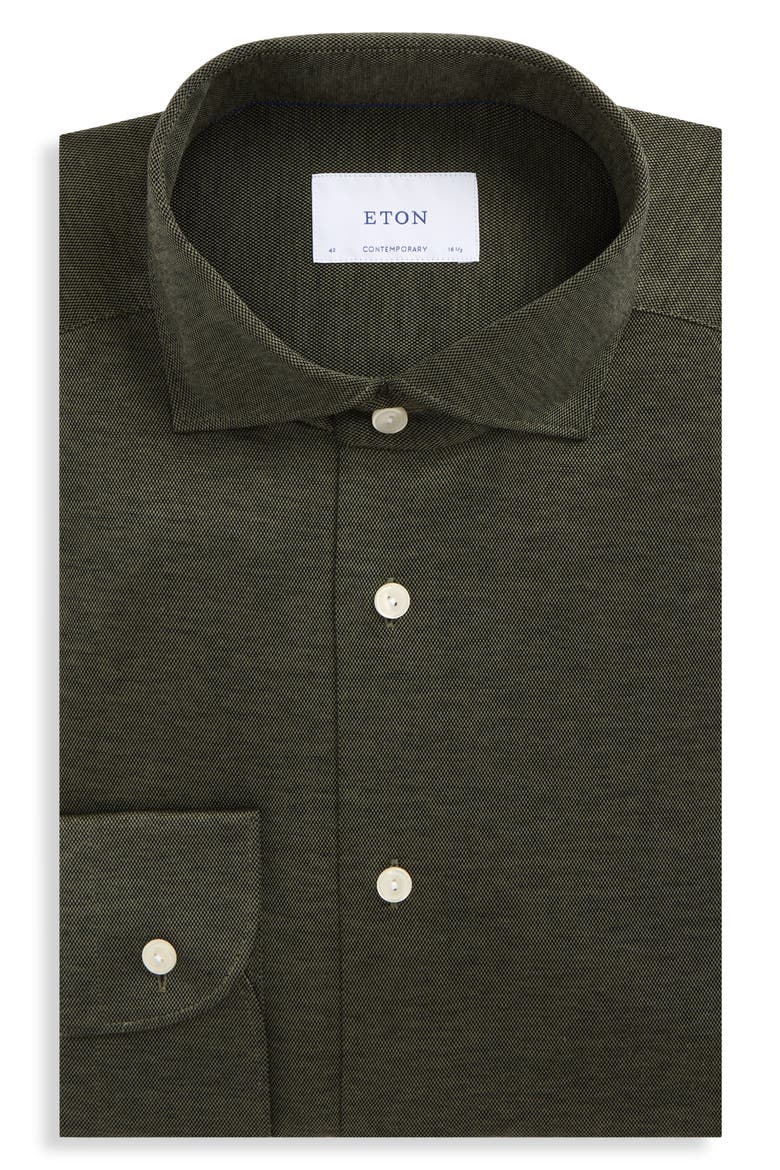 Filo di Scozia Cotton Button Front Shirt, Main, color, DARK GREEN