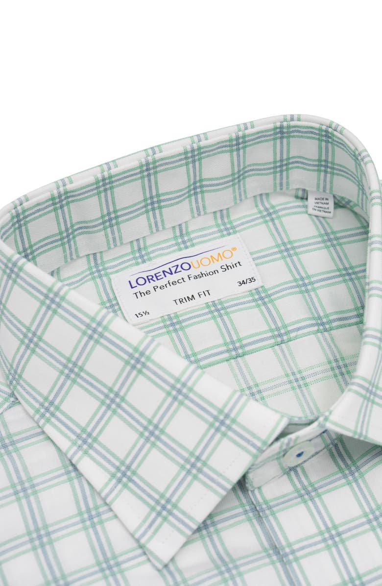 Lorenzo Uomo Trim Fit Large Check Dress Shirt, Alternate, color, Sage