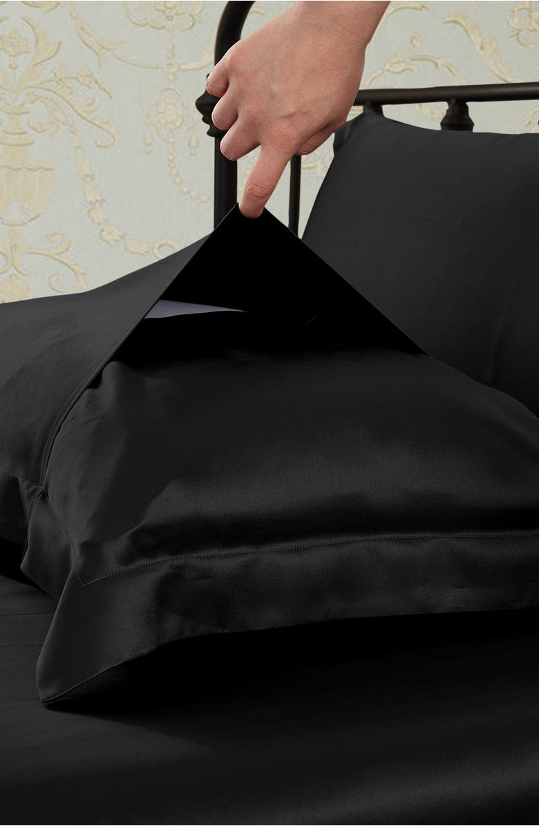 Lilysilk Pure Mulberry Silk Oxford Envelope Luxury Pillowcase, Alternate, color, Black