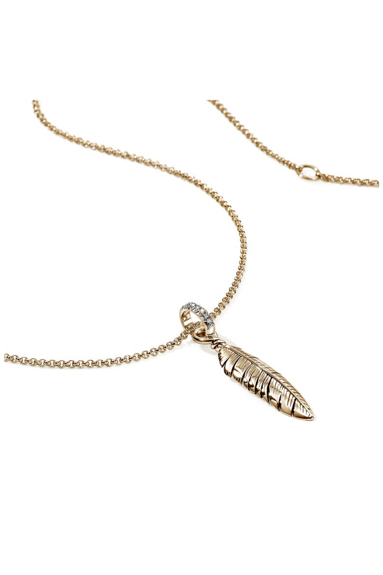 Modern Talismans 14k Gold Diamond Feather Talisman Necklace, Alternate, color, GOLD