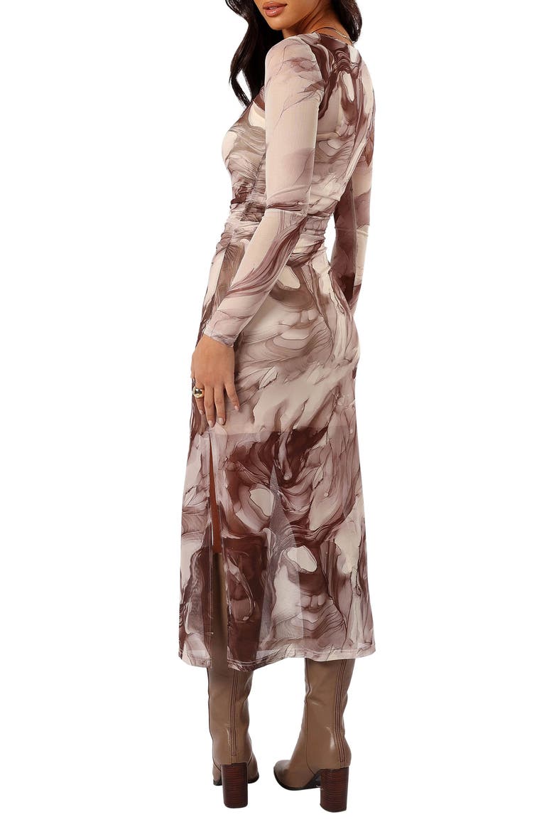 Adrianna Long Sleeve Mesh Maxi Dress, Alternate, color, CACAO