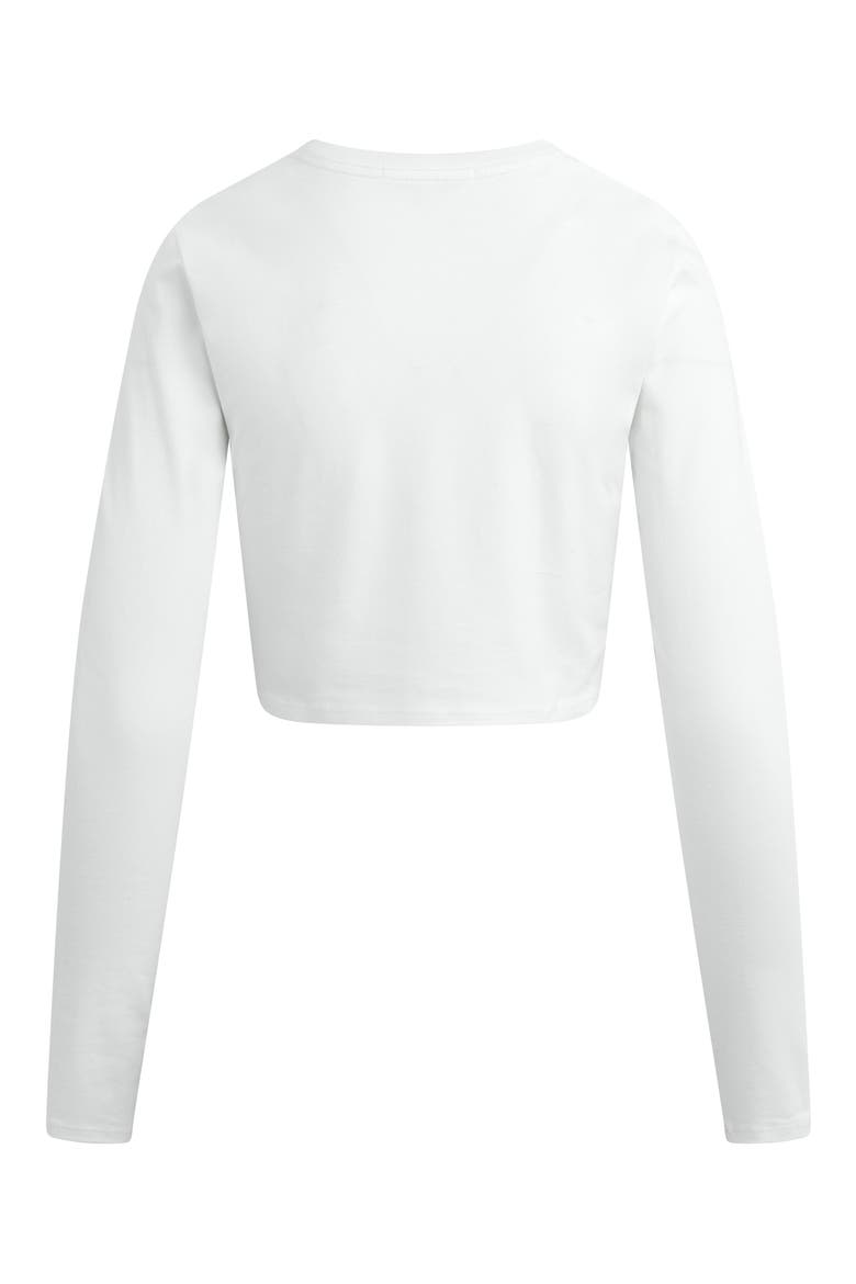 The Laura Stretch Cotton Long Sleeve Crop T-Shirt, Alternate, color, WHITE