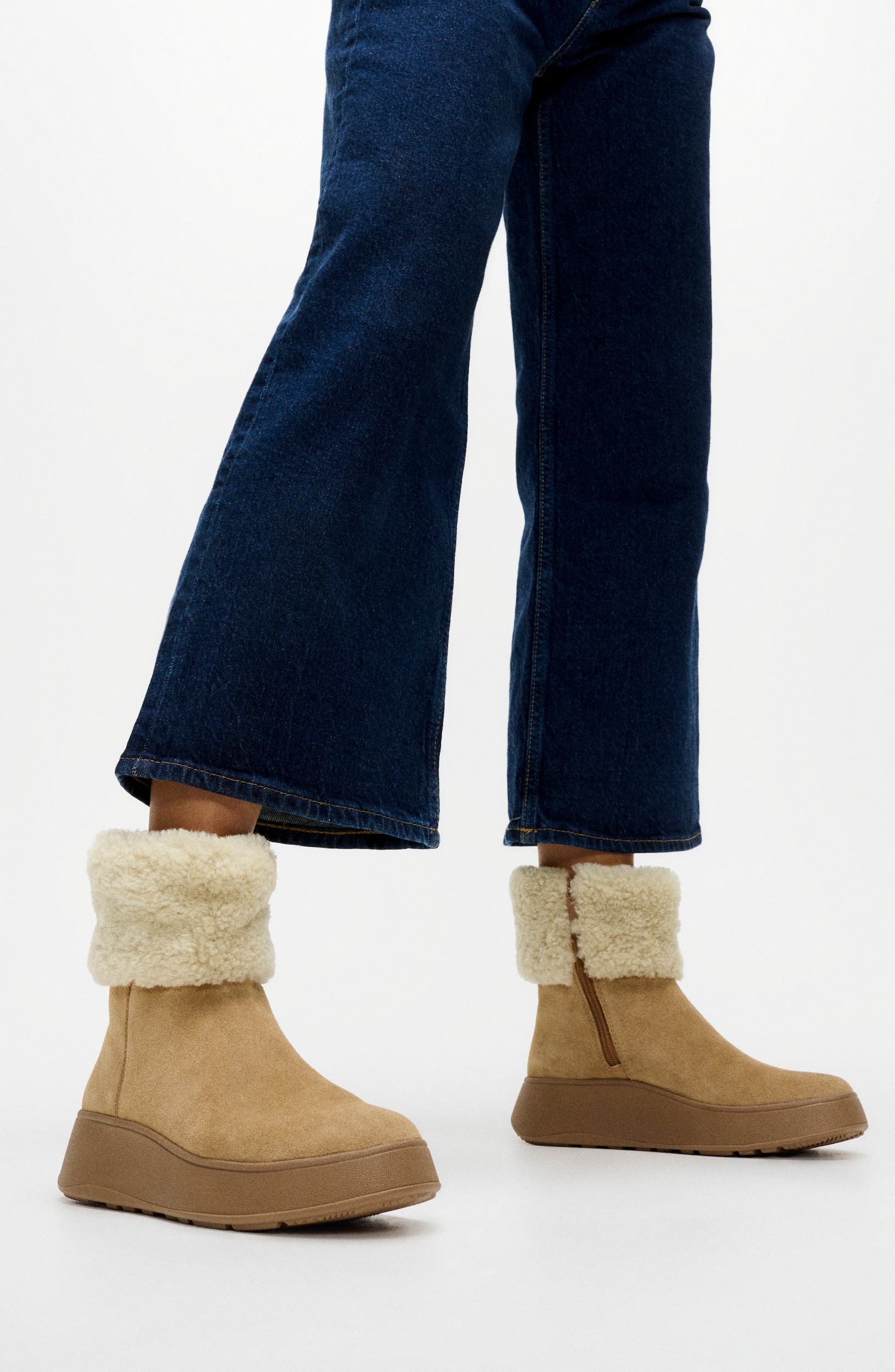 F-Mode Genuine Shearling Boot, Alternate, color, DESERT TAN