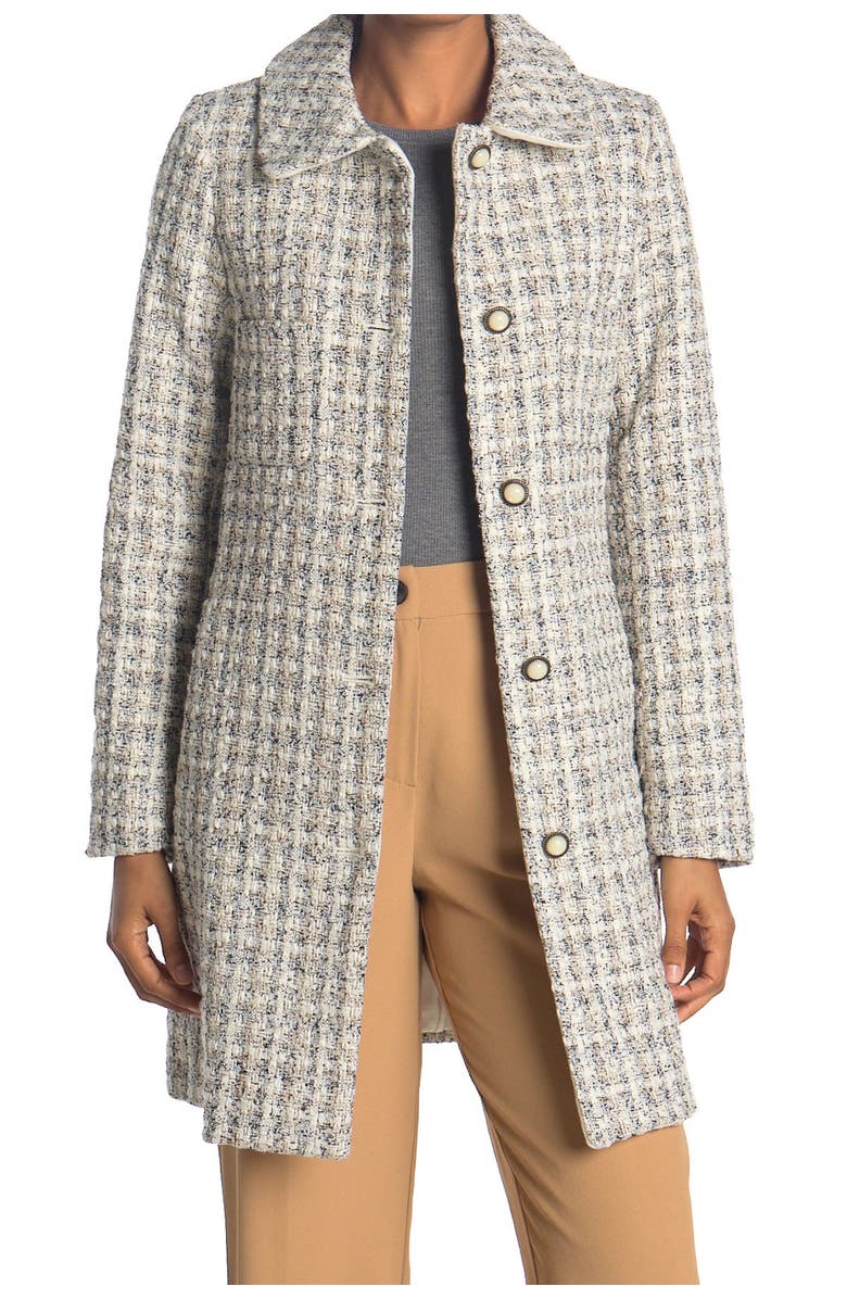 Laundry by Shelli Segal Tweed Four Pocket Coat, Main, color,