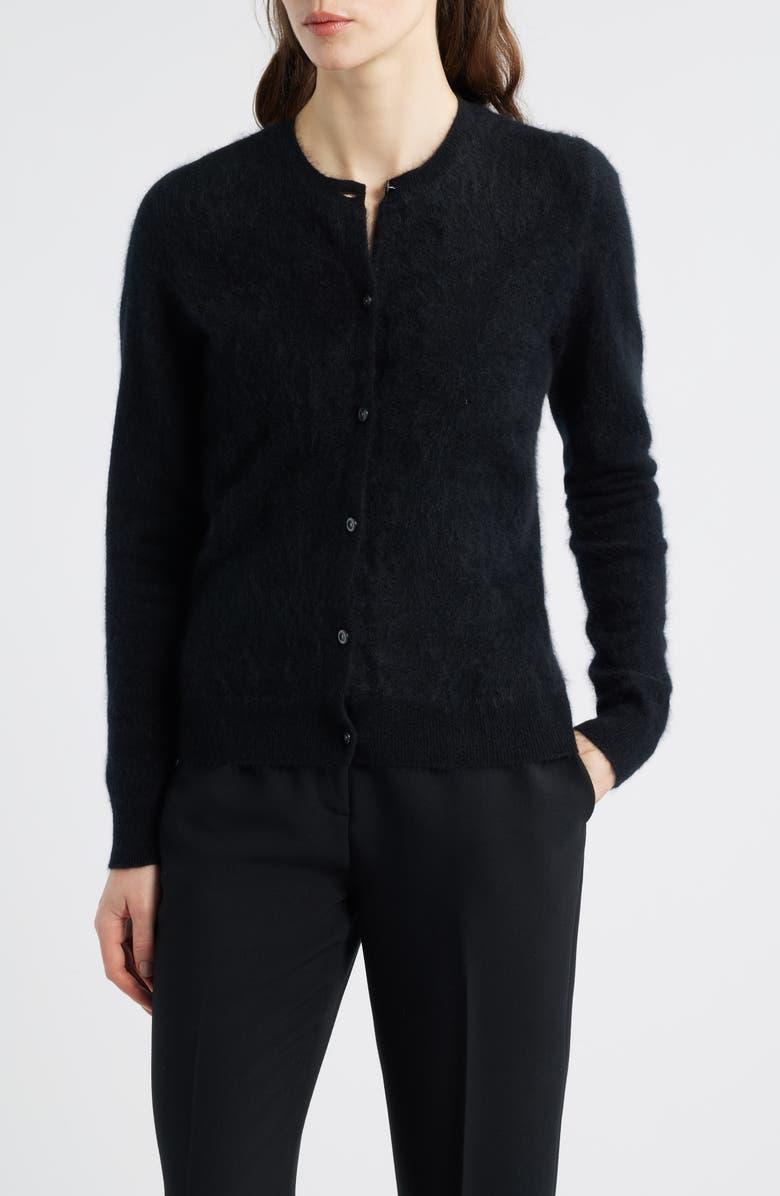 Theory Brushed Cashmere Cardigan, Main, color, Black