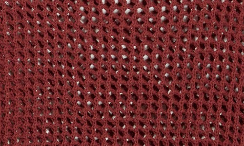 Max Studio Long Sleeve Mesh Open Knit Top In Marsala