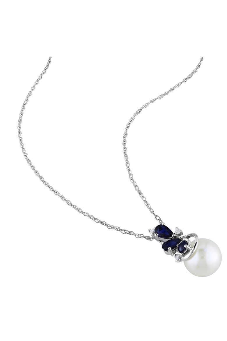 2-Piece Set Pearl Sapphire Necklace & Earrings 10k, Alternate, color, Freshwater Pearl