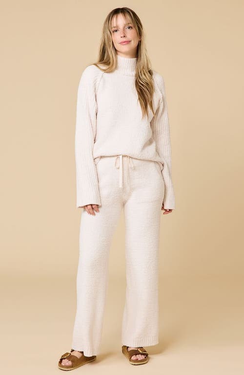 Softies Solid Marshmallow Rib Mock Neck With Long Pant In White