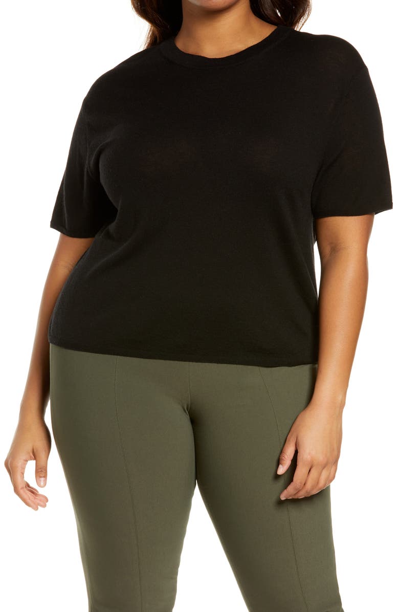 Vince Easy Short Sleeve Wool & Cashmere Blend Sweater, Main, color,