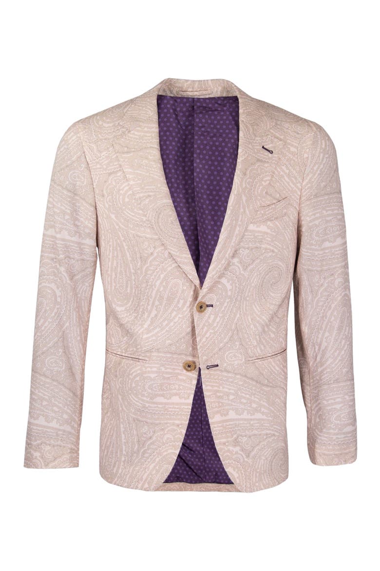Judd Fully Lined Tailored Wool Blazer, Main, color, Wild Paisley Ivory