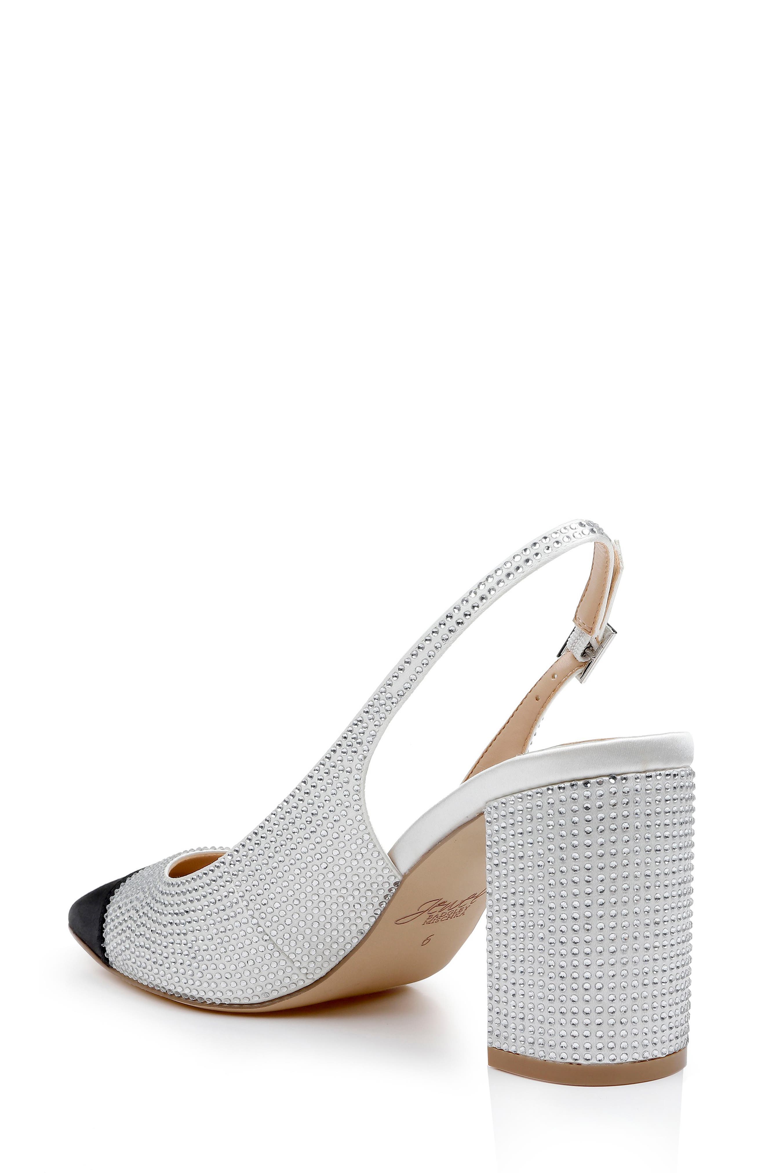 Jewel Badgley Mischka Tatumn Embellished Slingback Pump, Alternate, color, Ivory/ Black