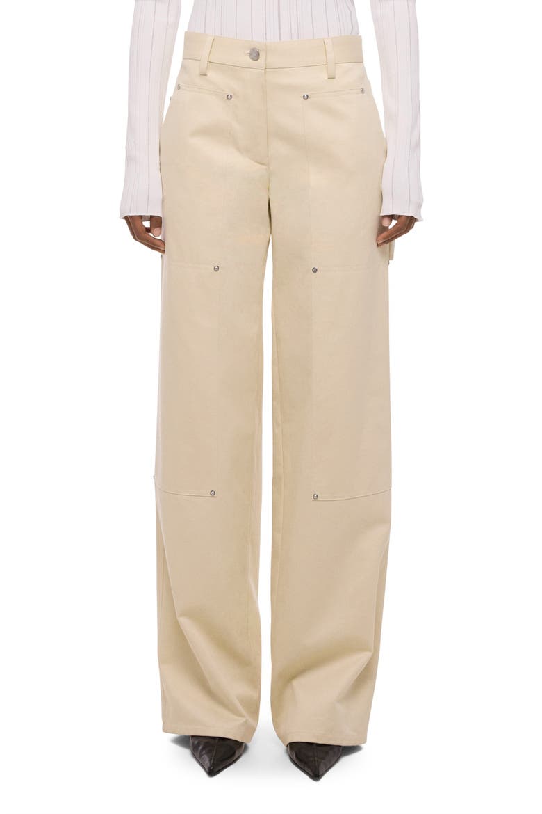 Rivet Detail Cotton Carpenter Pants, Main, color, OATMEAL